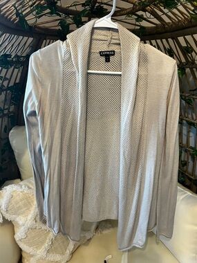 Express Open-Front Lightweight Cardigan in Light Taupe